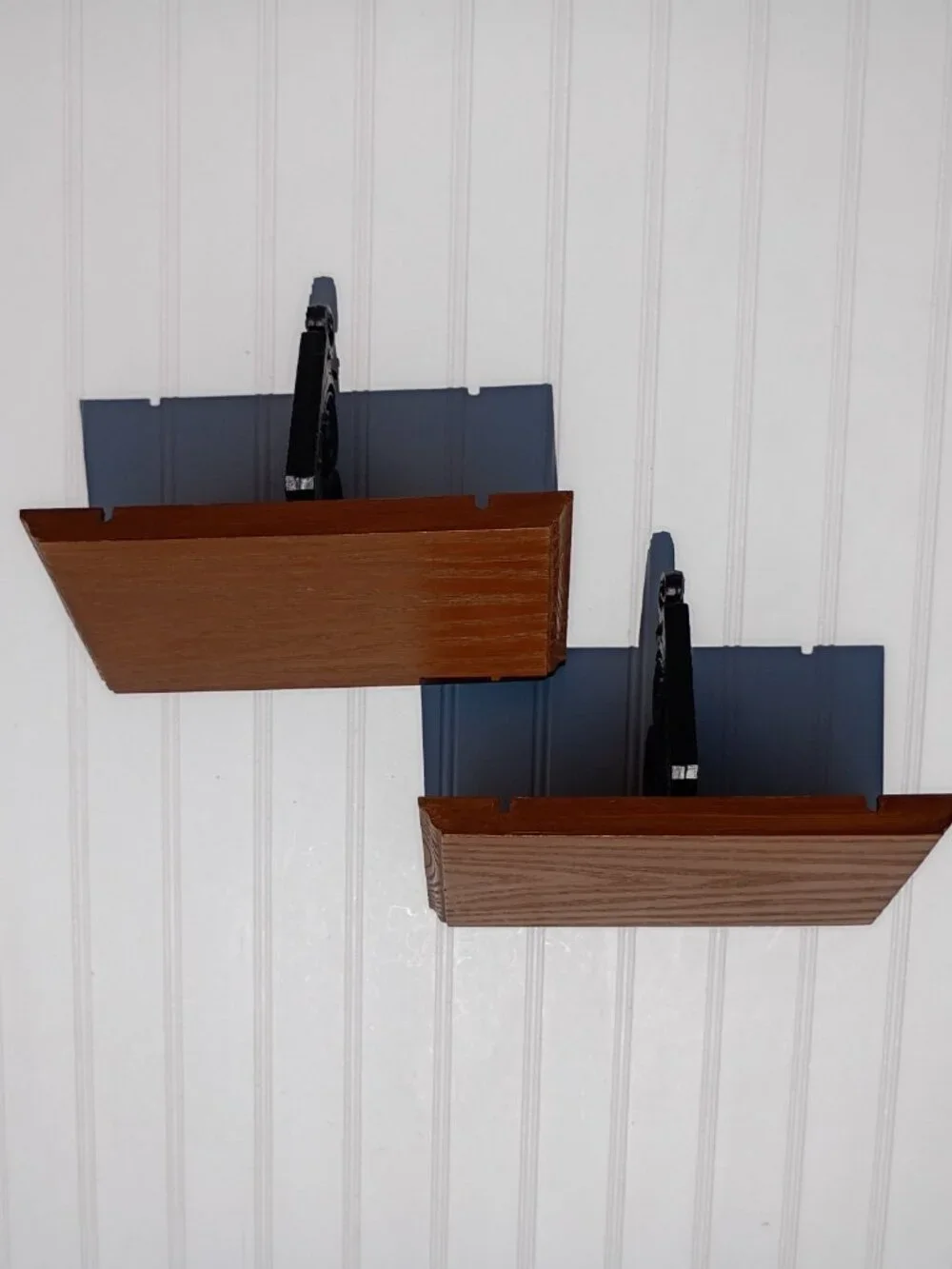 Vintage Homco Wall Shelves Set 1981 Faux Wood & Black Iron Brackets USA 3533 Vtg